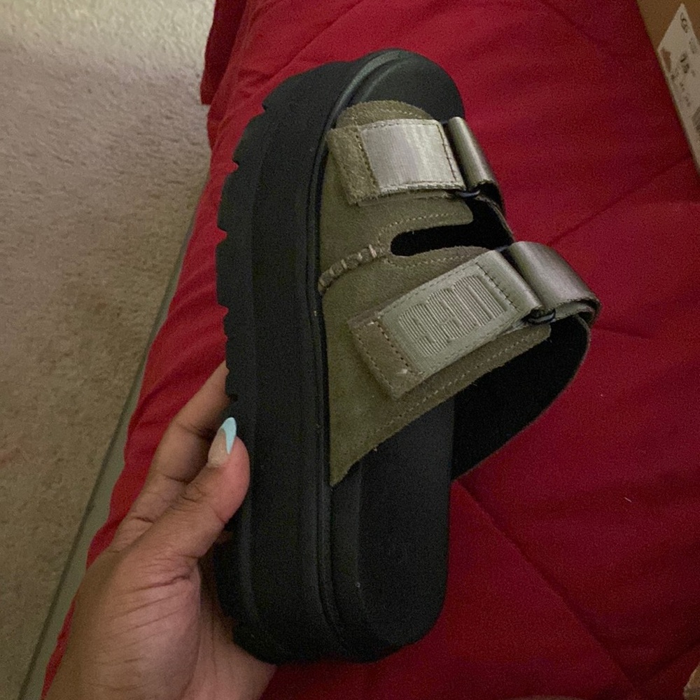 Army green ugg slides